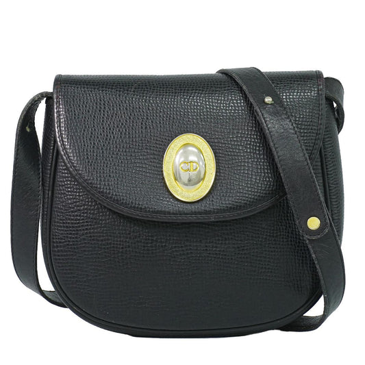 Dior Leather Shoulder Bag Pochette Black