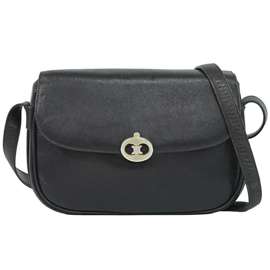 Celine Leather Shoulder Bag Pochette Black