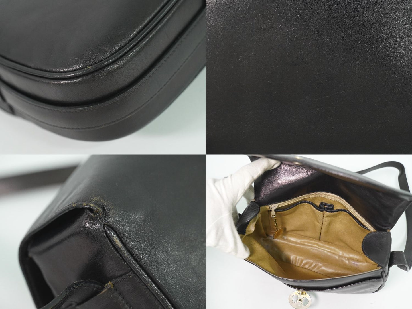 Celine Leather Shoulder Bag Pochette Black — view 8