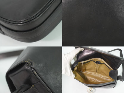 Celine Leather Shoulder Bag Pochette Black — view 8