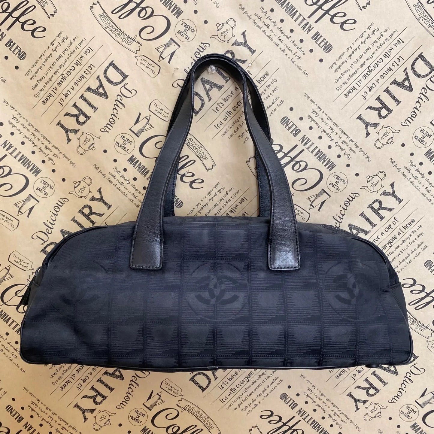 Chanel Handbag New Travel Mini Boston Black CC Logo