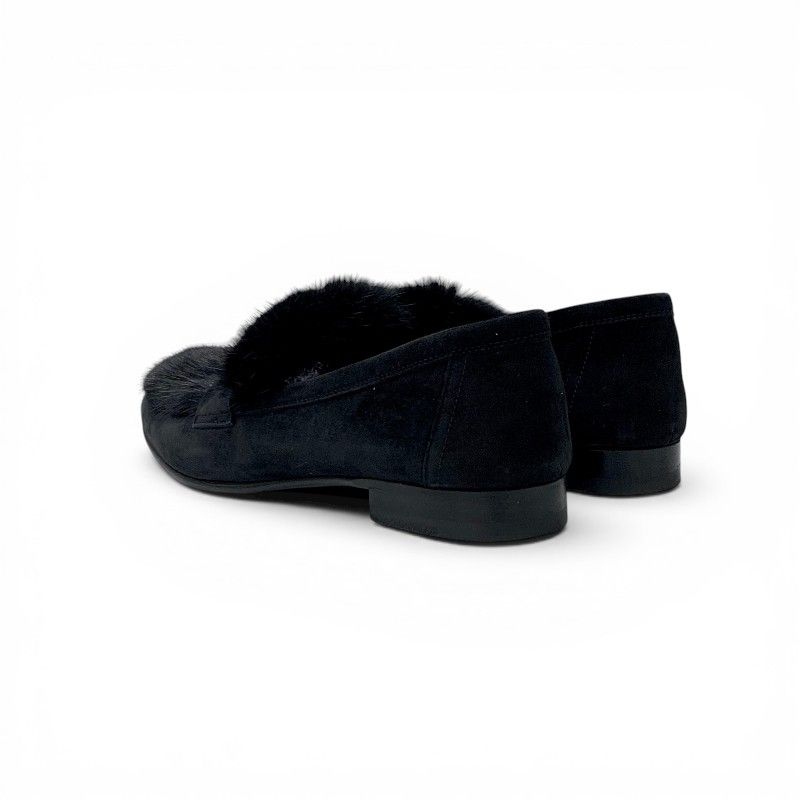 Hermes Paris Loafers Shoes Suede Black Gold Moccasins Flat — view 4