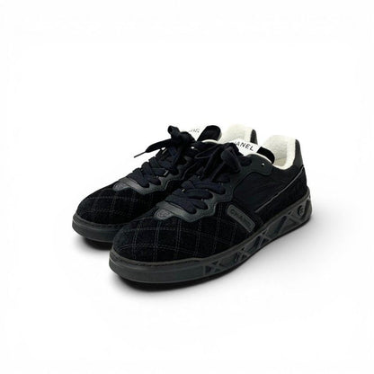 Chanel Sneakers Shoes Suede Nylon Black CC Logo