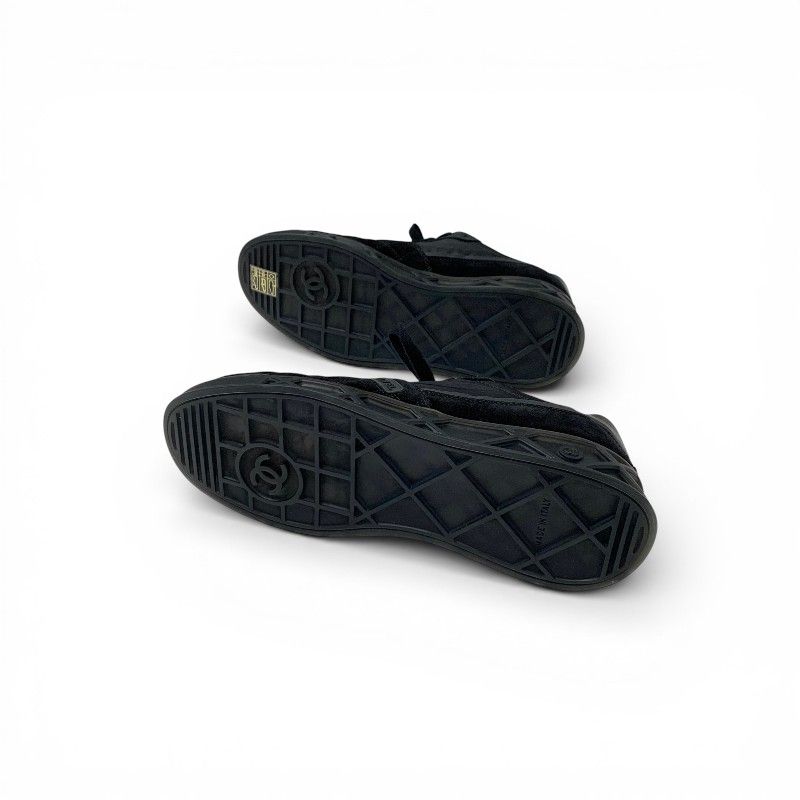 Chanel Sneakers Shoes Suede Nylon Black CC Logo — view 6