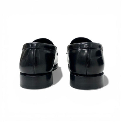 Louis Vuitton Chess Line Loafers Leather Shoes Black Brown Gold LV Circle Logo — view 5