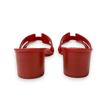 Hermes Oasis Sandals Shoes Leather Red Mules — view 5