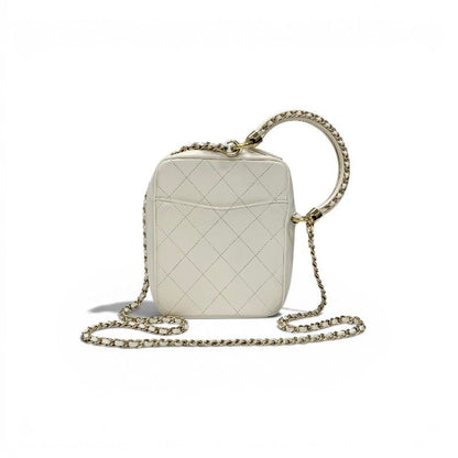 Chanel Shoulder Bag Lambskin White Gold CC Logo Quilted Chain 2-Way — view 3