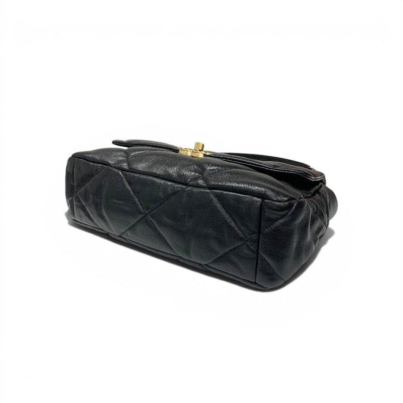 Chanel 19 Shoulder Bag Black Gold Silver Large CC Logo Turnlock Chain — view 4