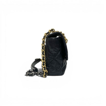 Chanel 19 Shoulder Bag Black Gold Silver Large CC Logo Turnlock Chain — view 2