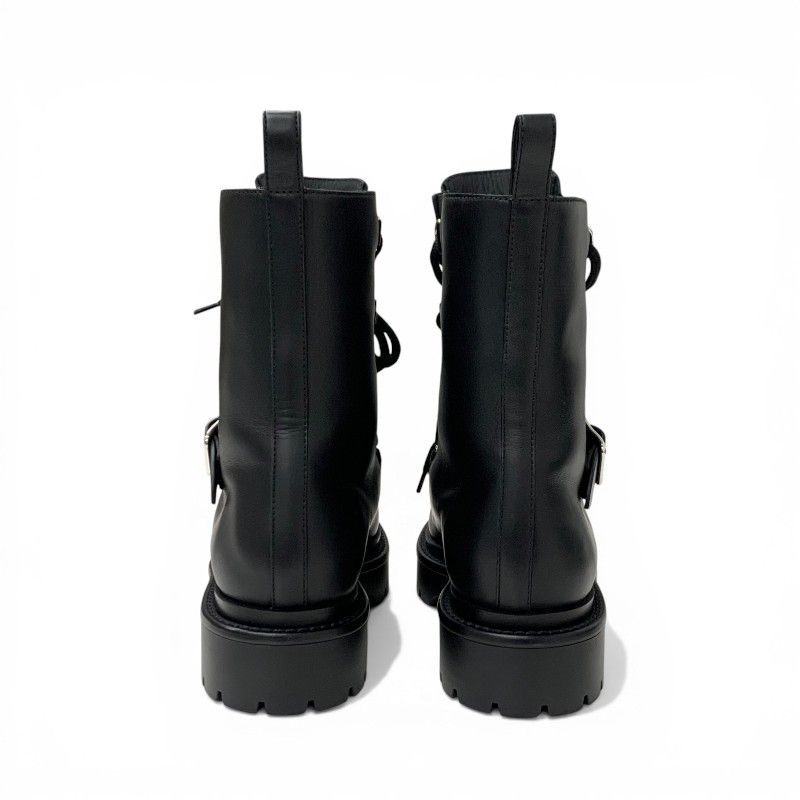 Hermes Land Boots Short Shoes Leather Black Lace Up — view 5