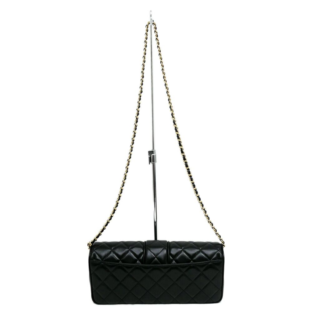 Chanel Che Clutch Shoulder Bag Lambskin Black Gold Leather — view 2