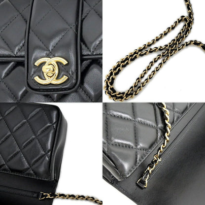 Chanel Che Clutch Shoulder Bag Lambskin Black Gold Leather — view 9