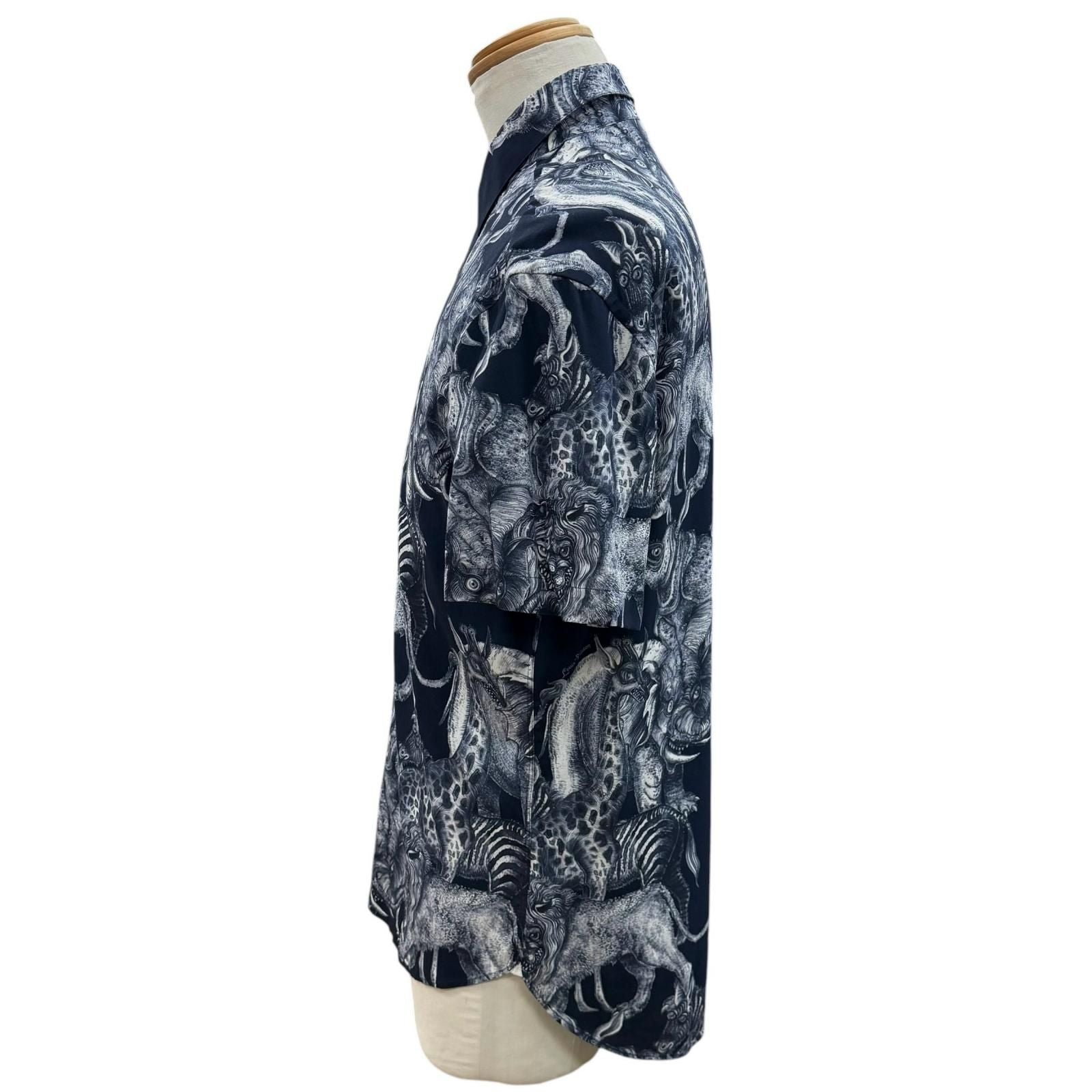 Louis Vuitton Chapman Brothers Brazza Rayon All Over Pattern Logo Button Short — view 3