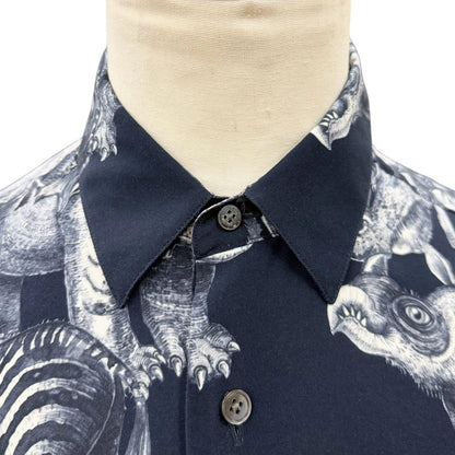 Louis Vuitton Chapman Brothers Brazza Rayon All Over Pattern Logo Button Short — view 2