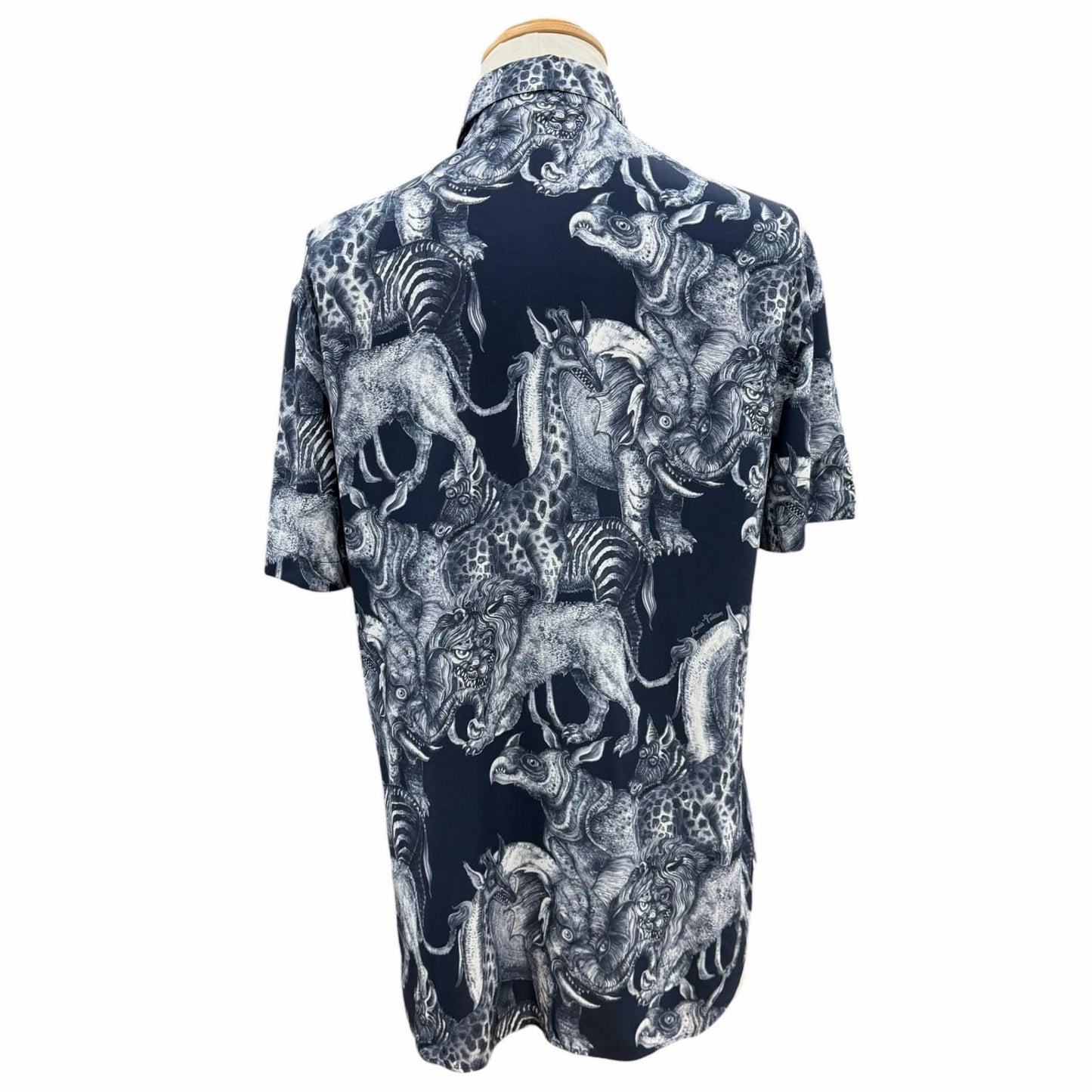Louis Vuitton Chapman Brothers Brazza Rayon All Over Pattern Logo Button Short — view 4