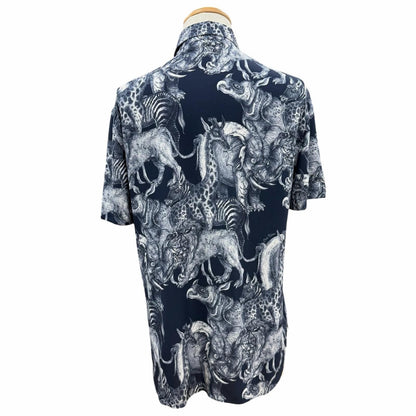 Louis Vuitton Chapman Brothers Brazza Rayon All Over Pattern Logo Button Short — view 4