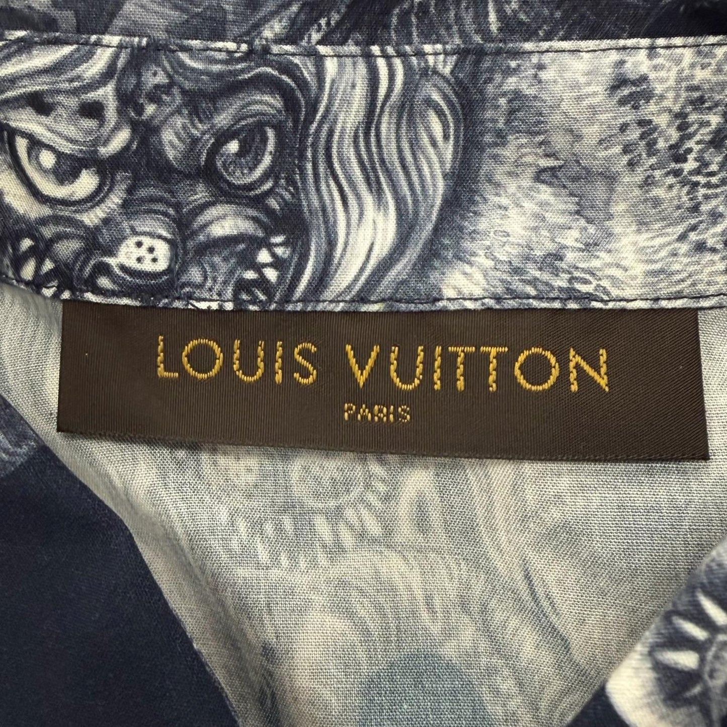 Louis Vuitton Chapman Brothers Brazza Rayon All Over Pattern Logo Button Short — view 8