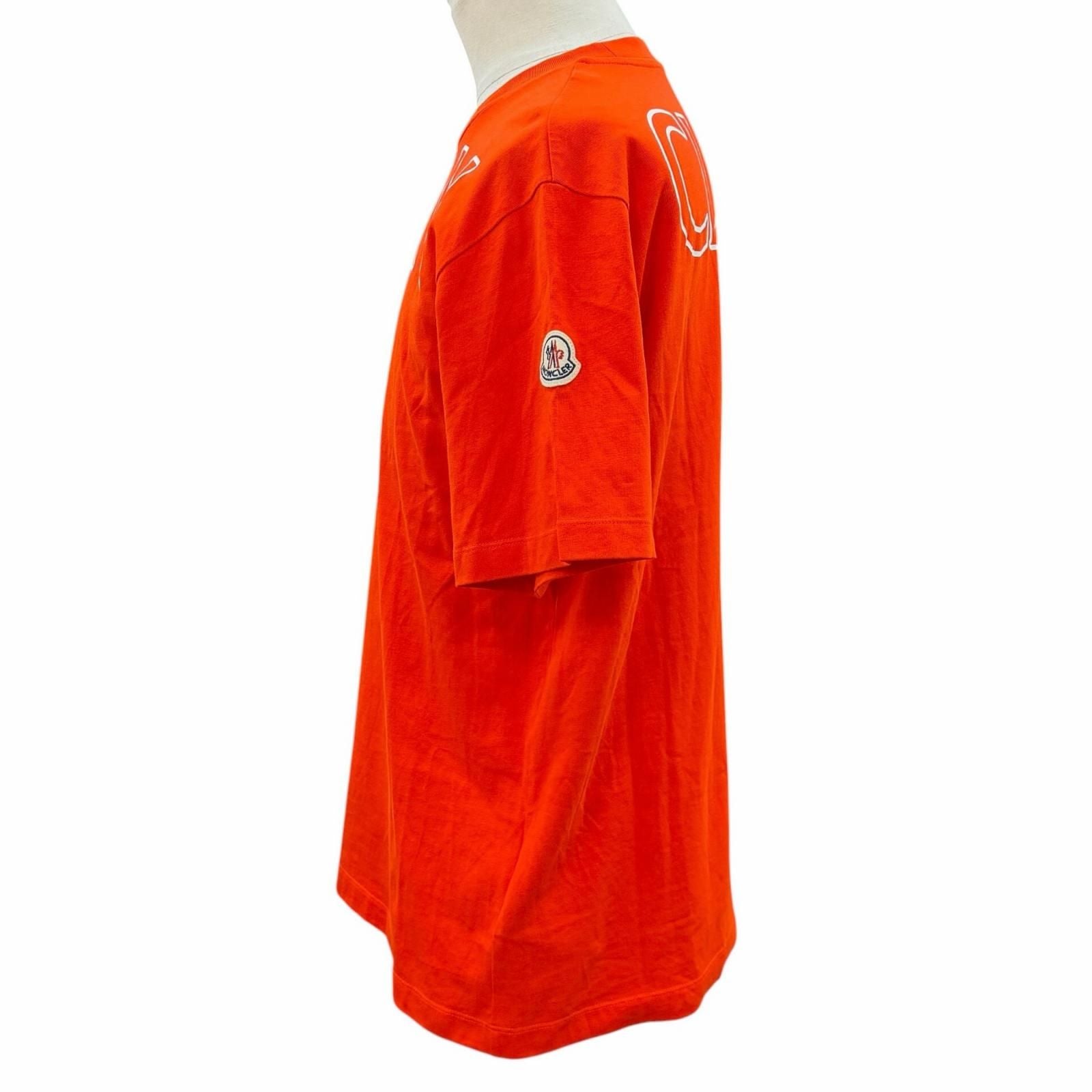 Moncler Cotton 100% Patch Logo Print Crew Neck Short Sleeve T-Shirt Orange — view 3