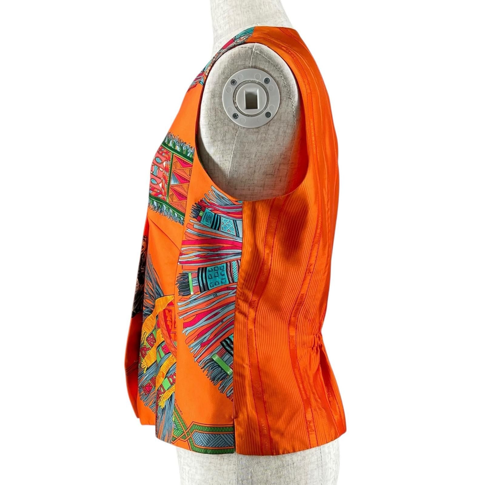 Hermes Silk 100% Allover Print Vest Gilet Multicolor 38 — view 4