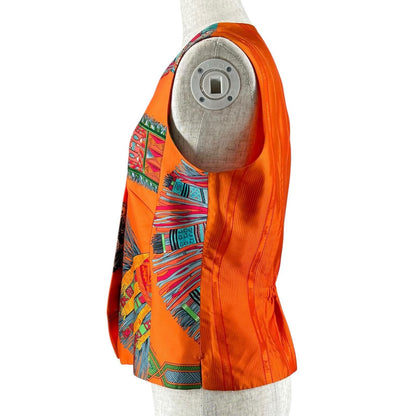 Hermes Silk 100% Allover Print Vest Gilet Multicolor 38 — view 4