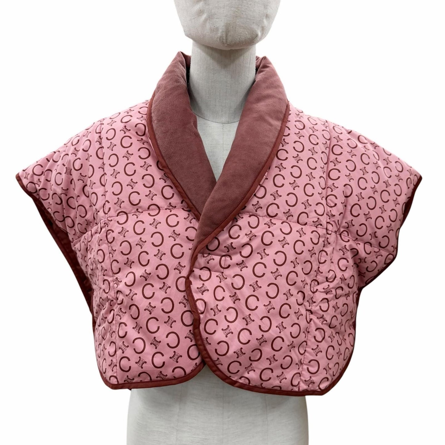 Celine Macadam Pattern Slipper Feather Shoulder Pad Down Vest