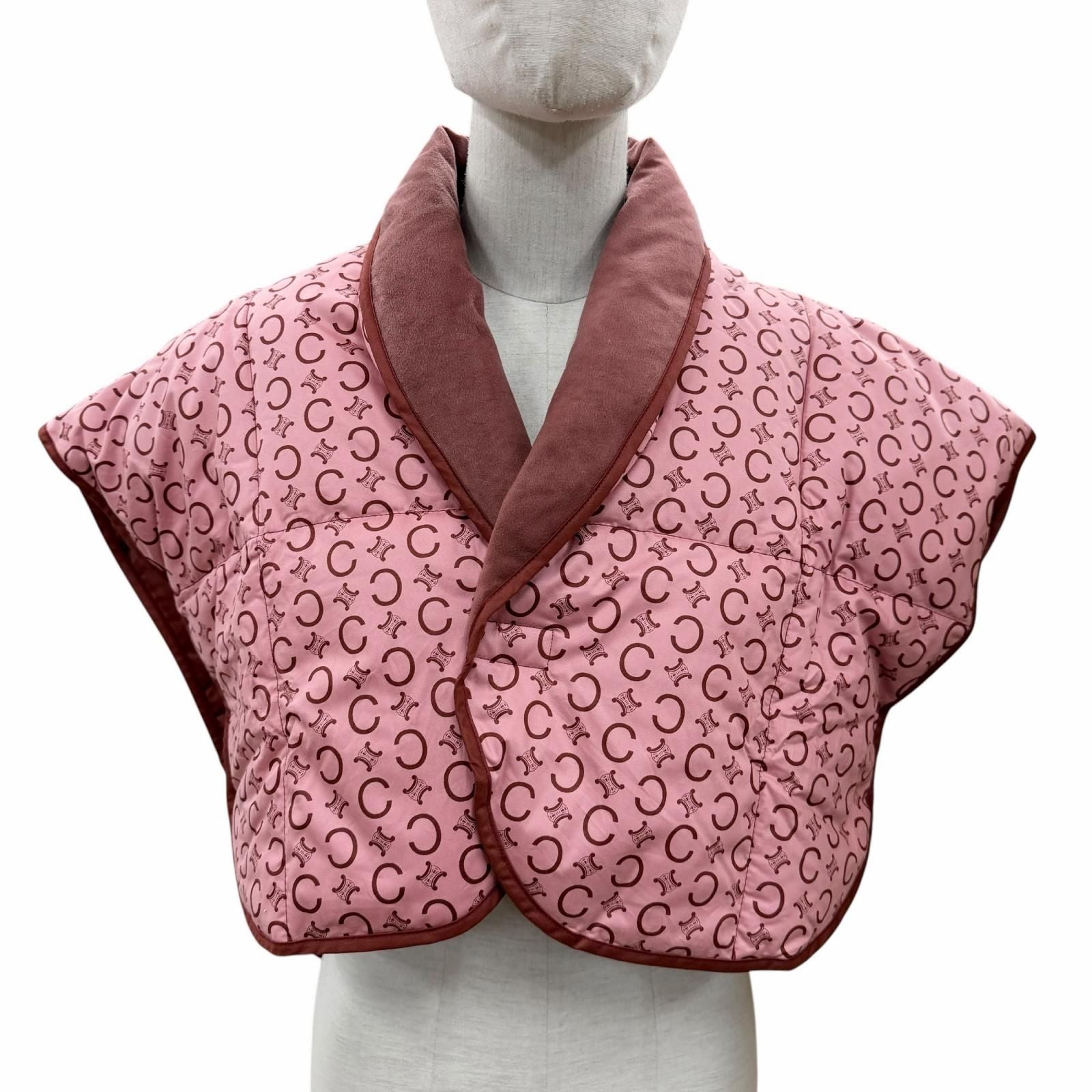 Celine Macadam Pattern Slipper Feather Shoulder Pad Down Vest
