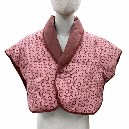 Celine Macadam Pattern Slipper Feather Shoulder Pad Down Vest