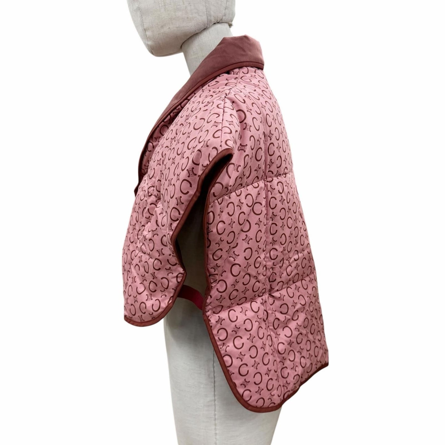 Celine Macadam Pattern Slipper Feather Shoulder Pad Down Vest — view 3