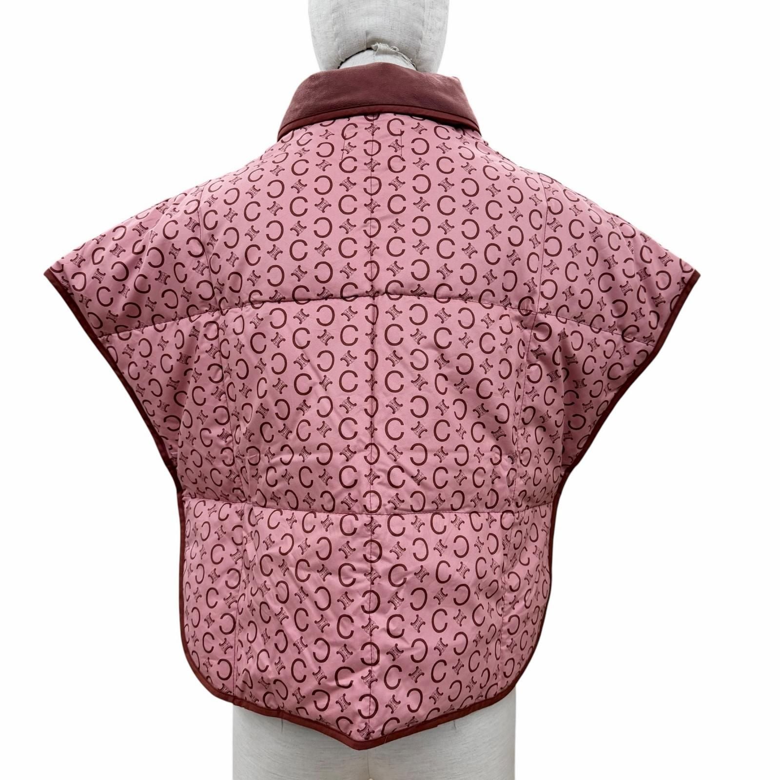 Celine Macadam Pattern Slipper Feather Shoulder Pad Down Vest — view 2