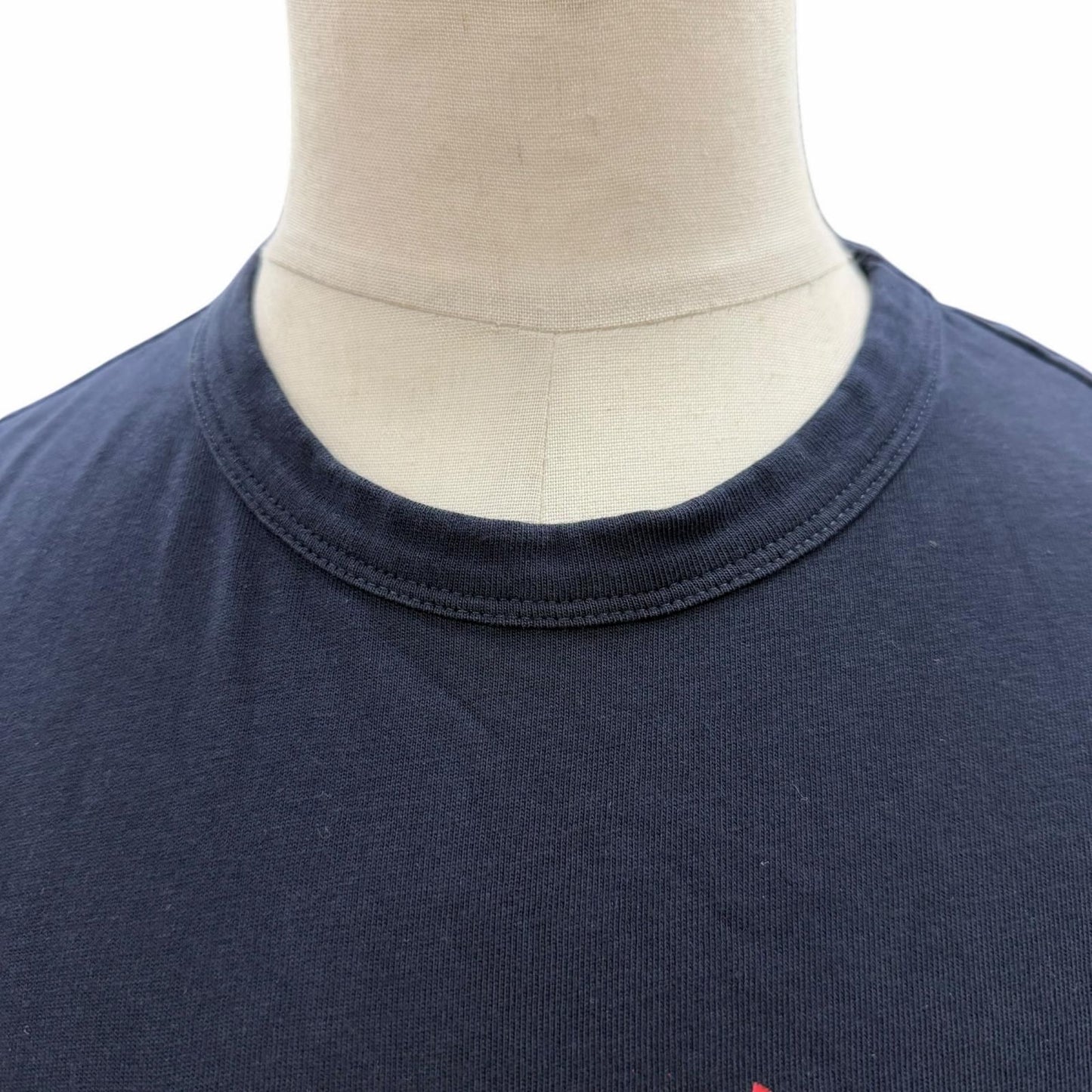 Moncler Cotton 100% Logo Print Crew Neck Short Sleeve T-Shirt Navy — view 2