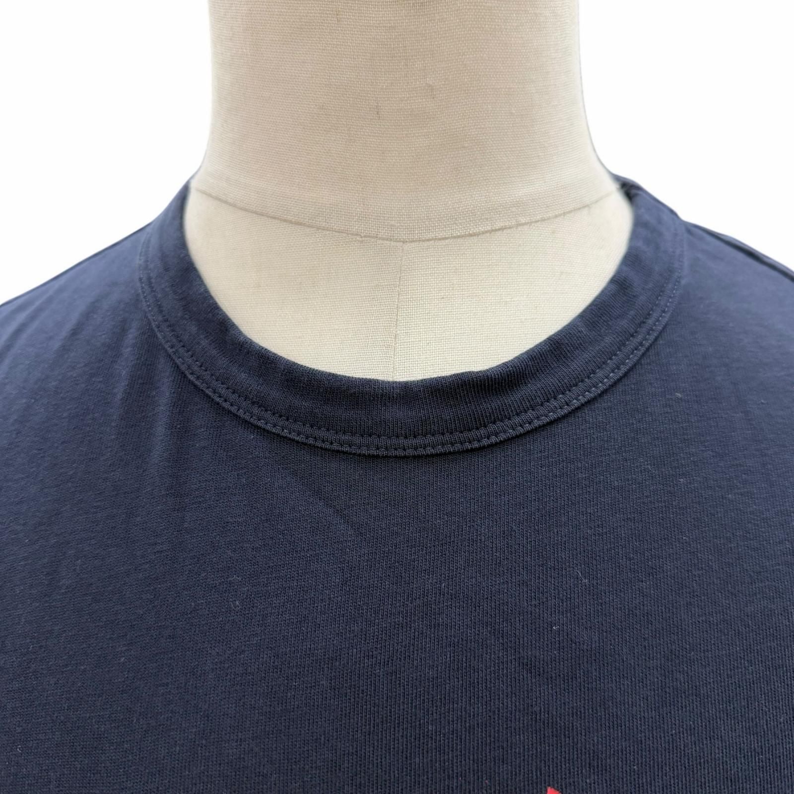 Moncler Cotton 100% Logo Print Crew Neck Short Sleeve T-Shirt Navy — view 2
