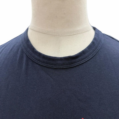 Moncler Cotton 100% Logo Print Crew Neck Short Sleeve T-Shirt Navy — view 2