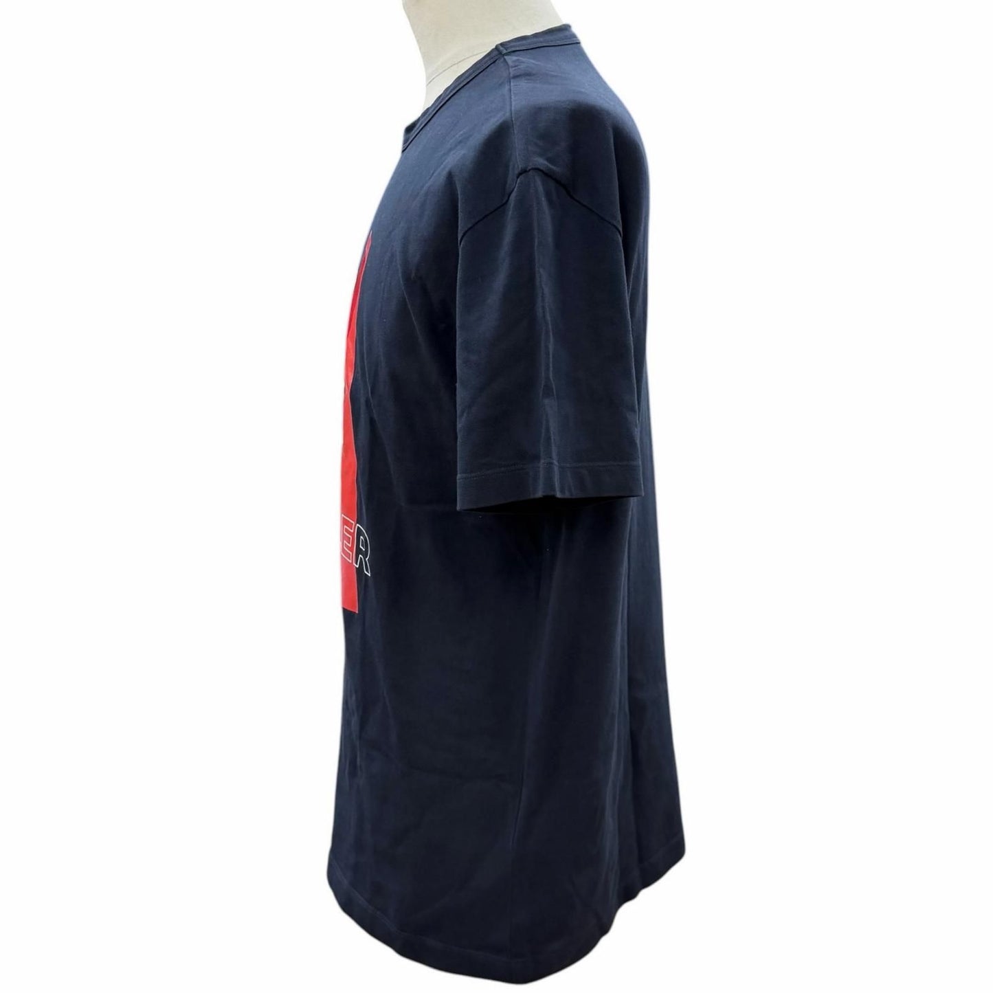 Moncler Cotton 100% Logo Print Crew Neck Short Sleeve T-Shirt Navy — view 3