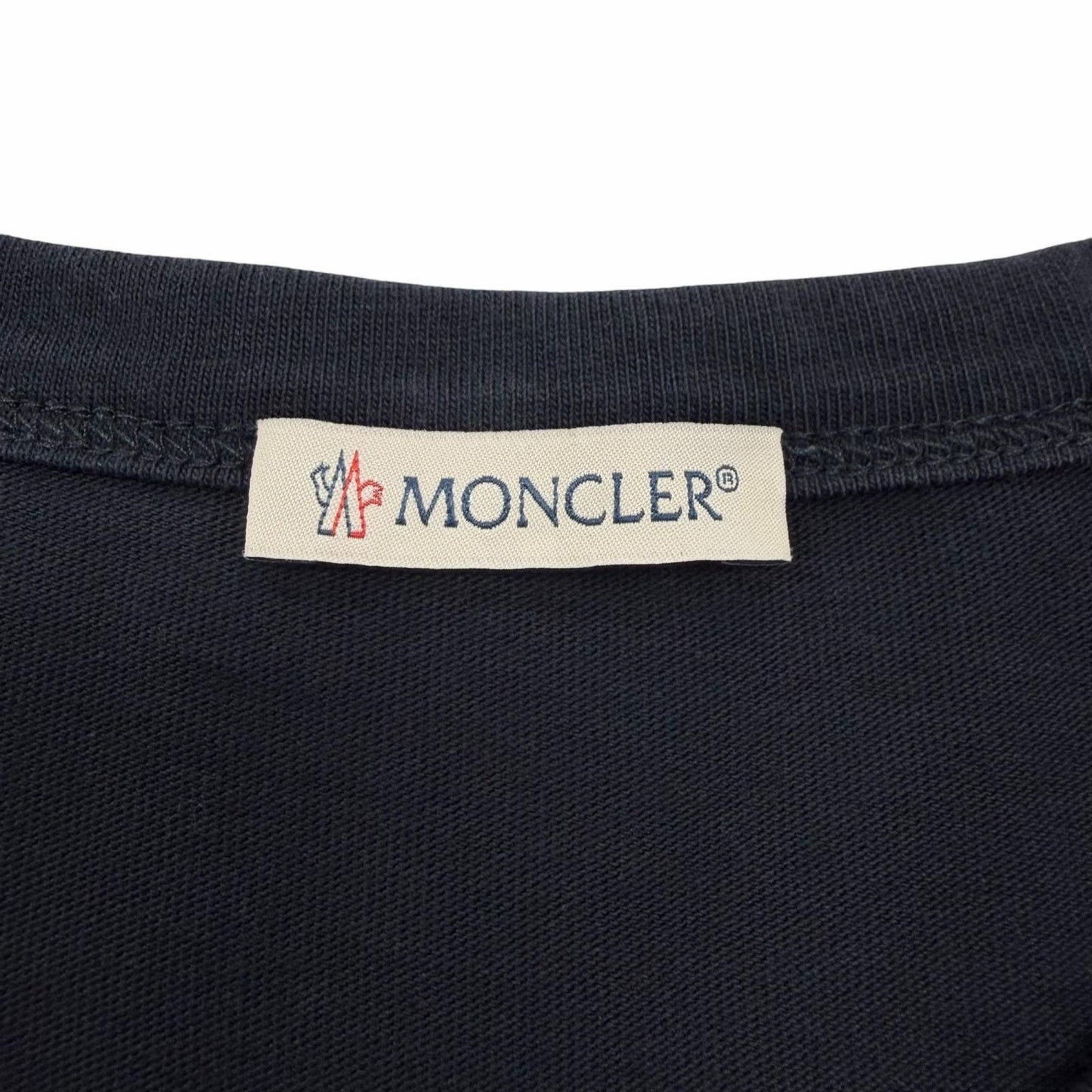 Moncler Cotton 100% Logo Print Crew Neck Short Sleeve T-Shirt Navy — view 6