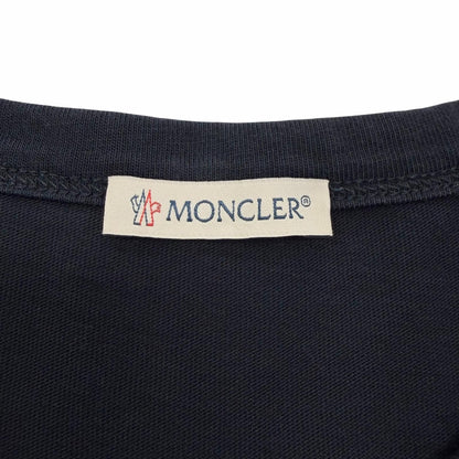Moncler Cotton 100% Logo Print Crew Neck Short Sleeve T-Shirt Navy — view 6