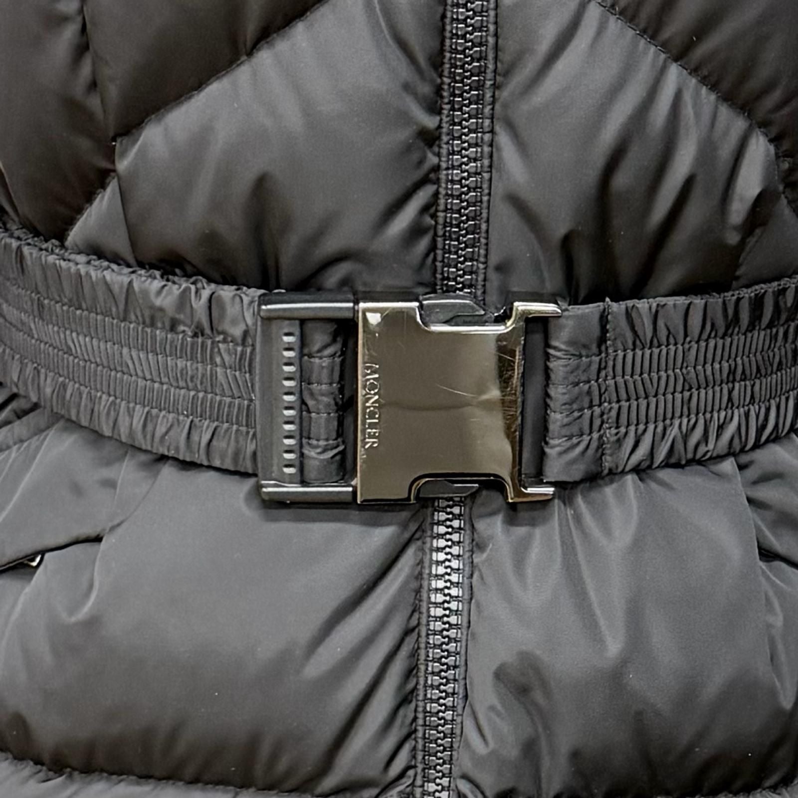 Moncler Agot Belt Hood Big Logo Patch Zip Up Jacket Coat Black 00 — view 6