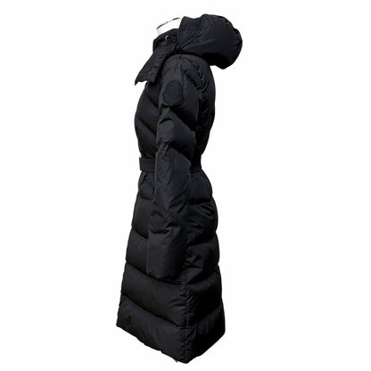 Moncler Agot Belt Hood Big Logo Patch Zip Up Jacket Coat Black 00 — view 2