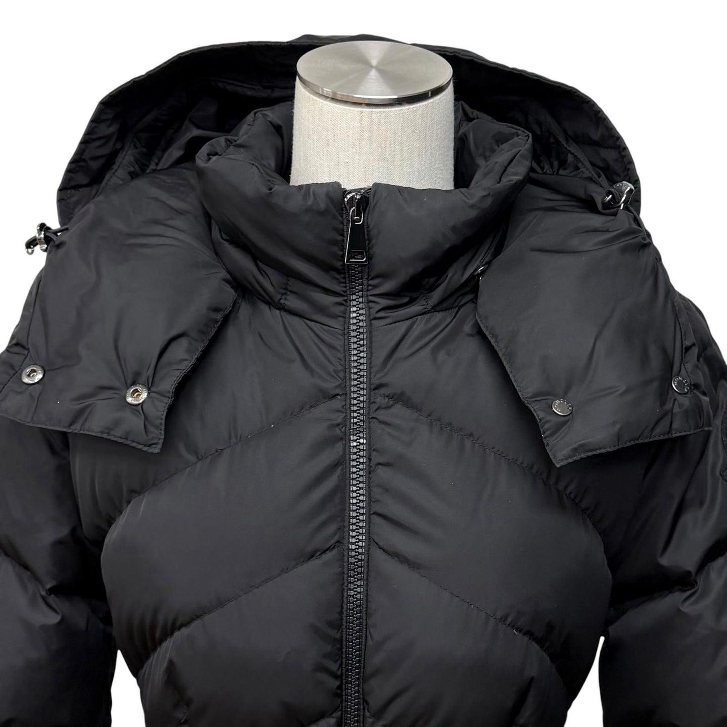 Moncler Agot Belt Hood Big Logo Patch Zip Up Jacket Coat Black 00 — view 4