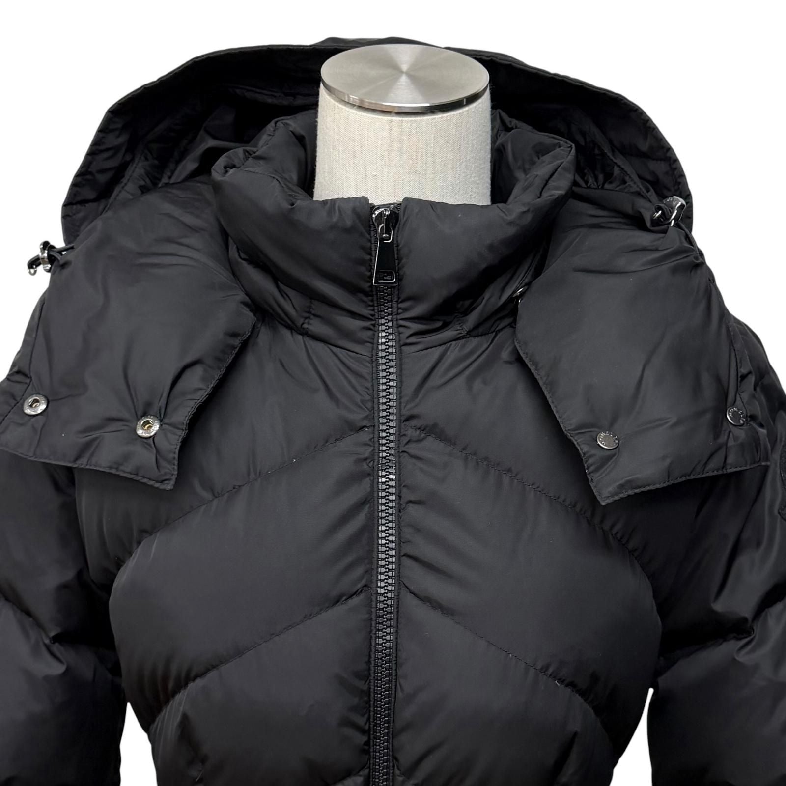 Moncler Agot Belt Hood Big Logo Patch Zip Up Jacket Coat Black 00 — view 4