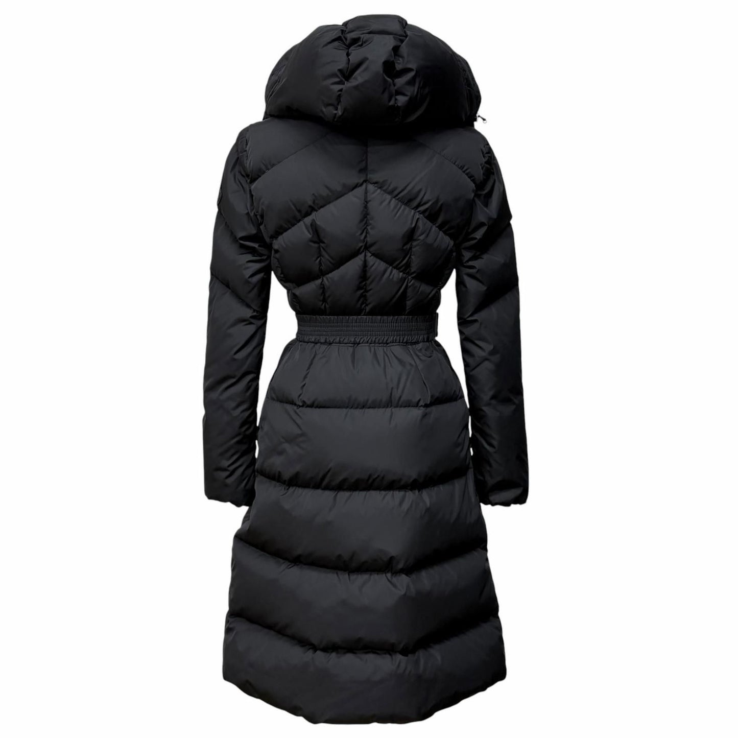 Moncler Agot Belt Hood Big Logo Patch Zip Up Jacket Coat Black 00 — view 3