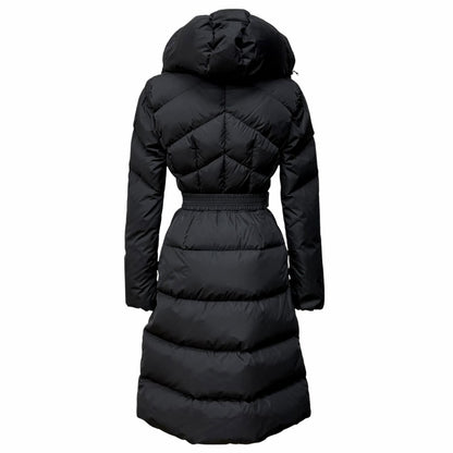 Moncler Agot Belt Hood Big Logo Patch Zip Up Jacket Coat Black 00 — view 3