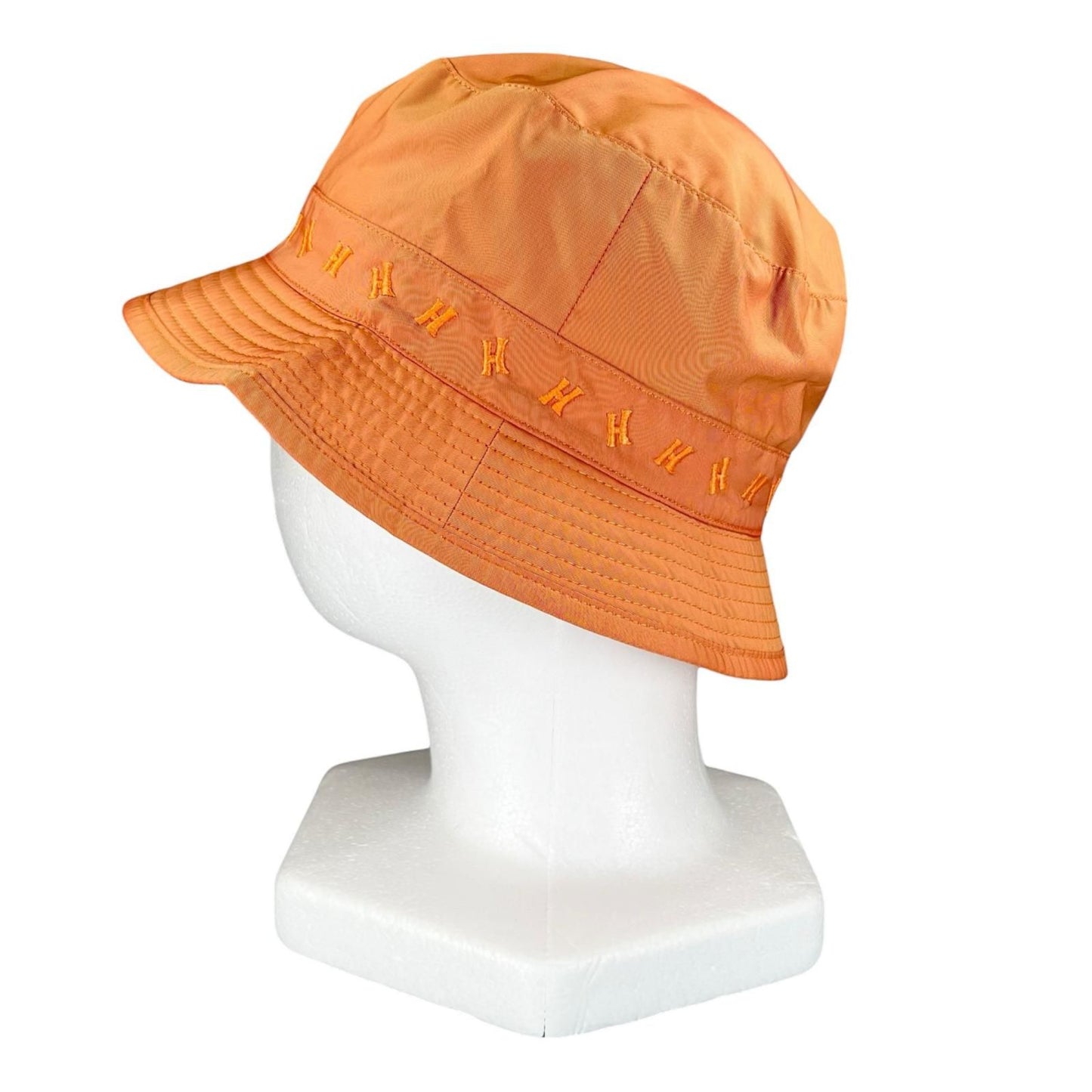 Hermes Logo Embroidery Down Jacket Prim Bucket Hat Orange 57 — view 3
