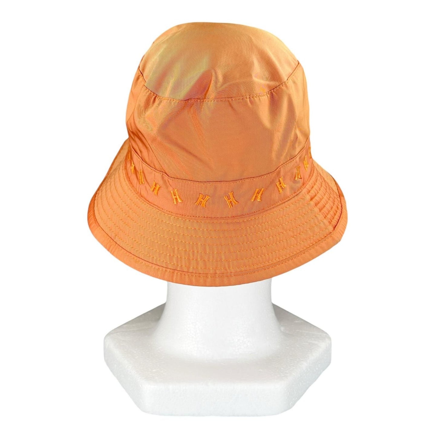 Hermes Logo Embroidery Down Jacket Prim Bucket Hat Orange 57 — view 4