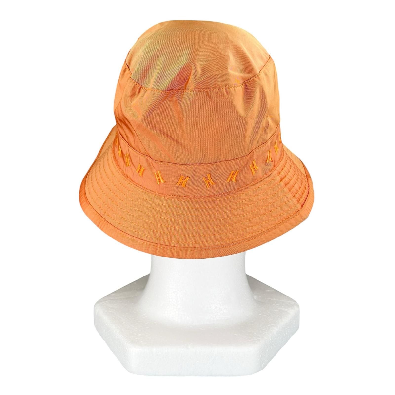 Hermes Logo Embroidery Down Jacket Prim Bucket Hat Orange 57 — view 4