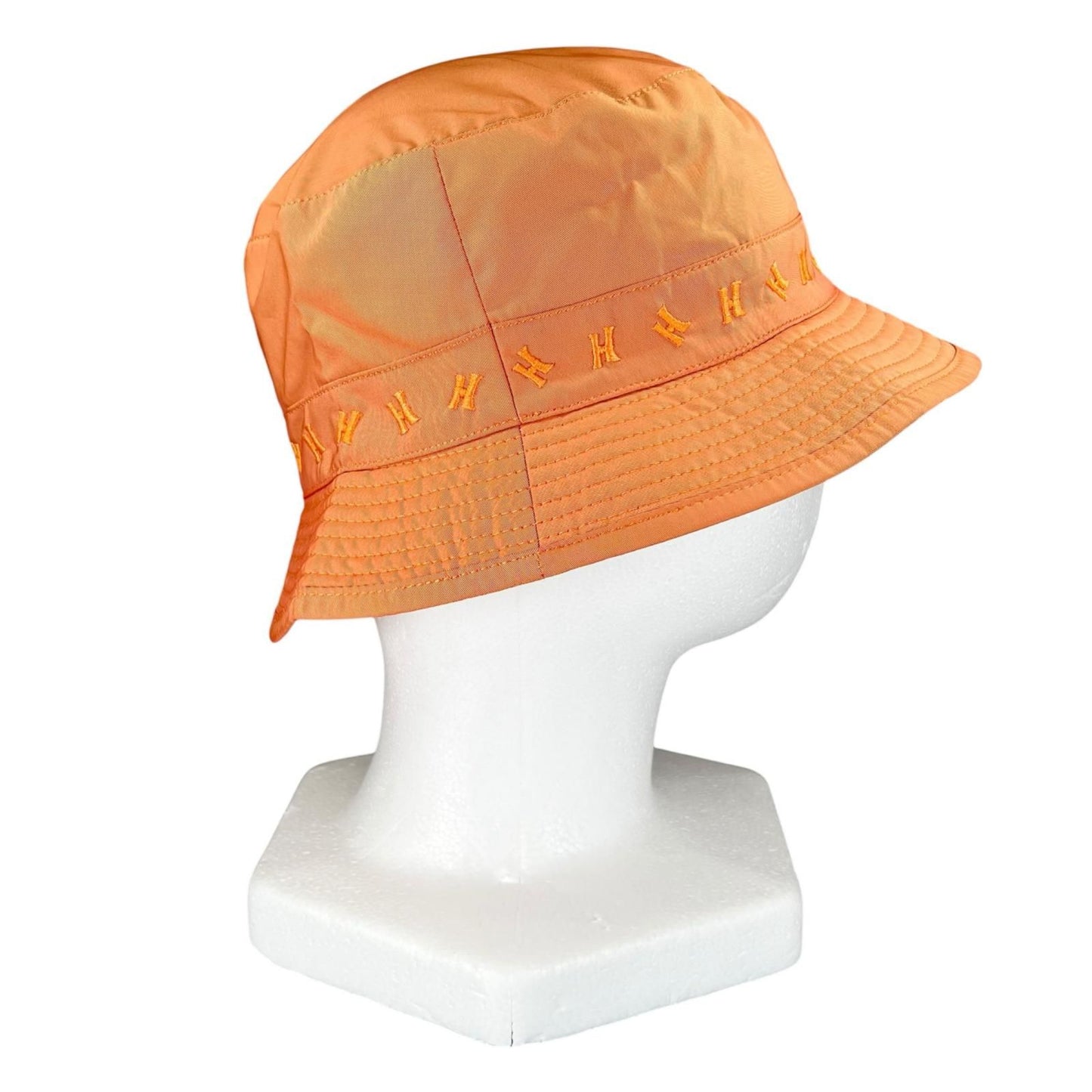 Hermes Logo Embroidery Down Jacket Prim Bucket Hat Orange 57 — view 5