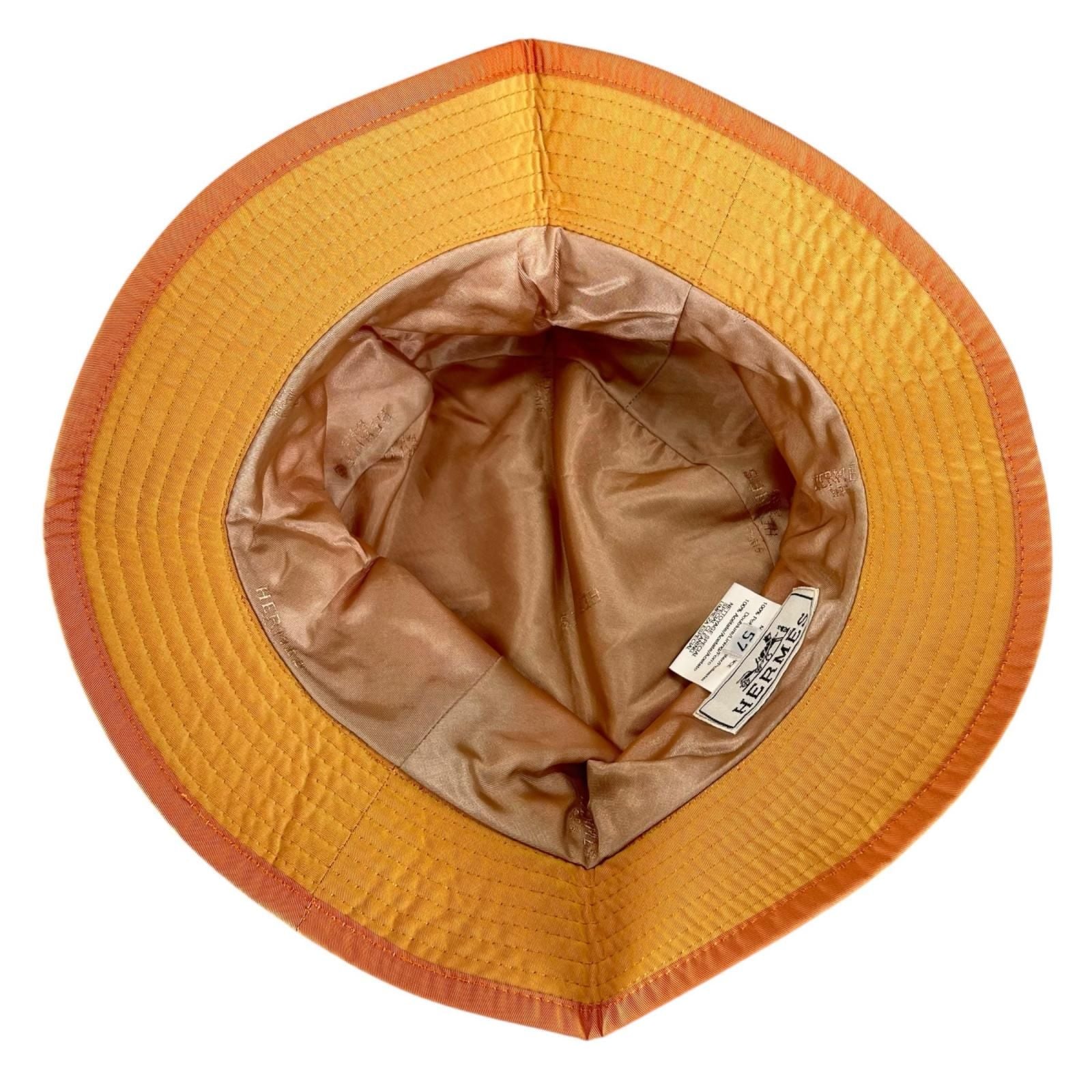 Hermes Logo Embroidery Down Jacket Prim Bucket Hat Orange 57 — view 6
