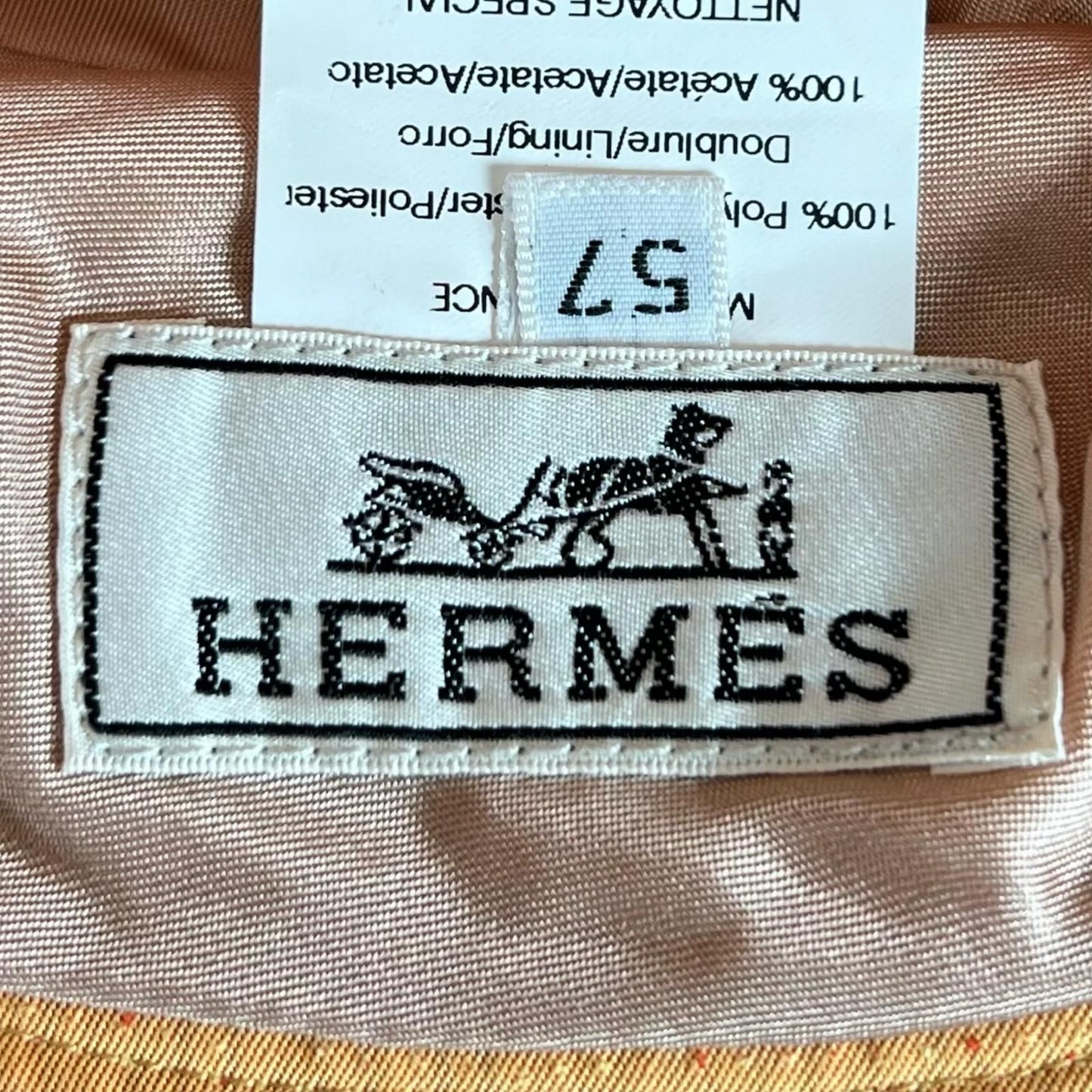 Hermes Logo Embroidery Down Jacket Prim Bucket Hat Orange 57 — view 8
