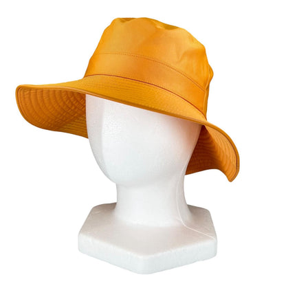Hermes Logo Embroidery Leather Trim Bucket Hat Orange 56
