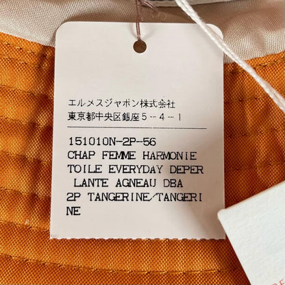 Hermes Logo Embroidery Leather Trim Bucket Hat Orange 56 — view 9