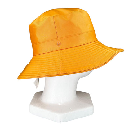 Hermes Logo Embroidery Leather Trim Bucket Hat Orange 56 — view 5